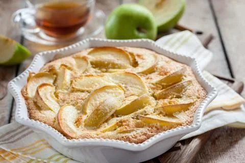 Old fashioned apple cake Stock Photos