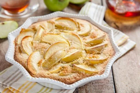 Old fashioned apple cake Stock Photos