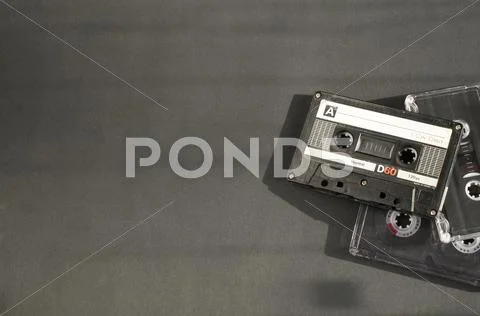 Old fashioned audio tape cassettes background Stock Photos