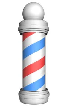 Old-fashioned barber pole with red, white, and blue stripes Stock Illustration