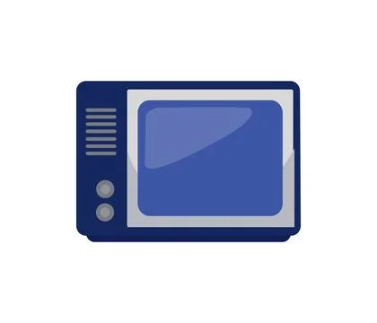 Old-fashioned blue television set with screen and buttons. Retro TV device Stock Illustration