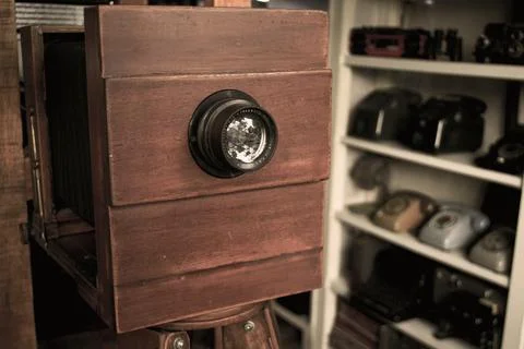 Old-fashioned camera with an artistic concept Stock Photos