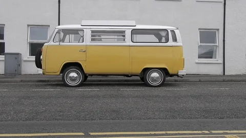 Old-fashioned camper on the streets of Ullapool 4K- Scotland Video stock 126379818