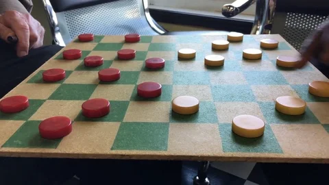 Old Fashioned Checkers Game Being Played Video stock 81375766