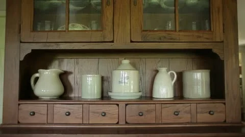 Old Fashioned China Cabinet Stock Footage 21458047