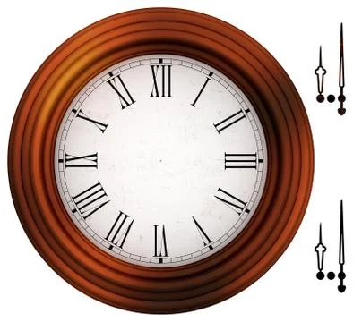 Old fashioned clock with roman numbers Stock Illustration