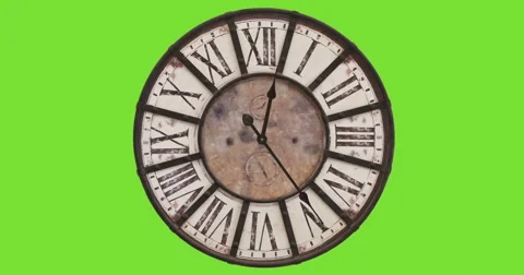 Old fashioned clock, timelapse 12H - green screen  Stock Footage