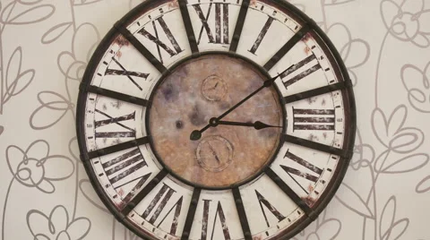 Old fashioned clock on the wall, timelapse, zoom in Stock Footage 56356350
