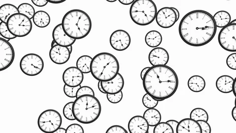 Old fashioned clocks flying - loop, 4K, alpha Stock Footage 78959700