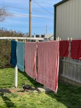 Old fashioned clothes line Stock Photos