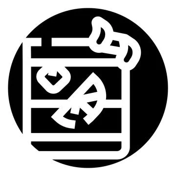Old fashioned cocktail glyph icon with orange and cherry Stock Illustration
