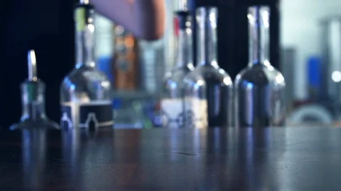 Old fashioned cocktail placed on bar top by bartender Video stock 87266850
