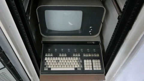 The old-fashioned computer 1970s - 1980s. Stock Footage 121664658