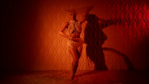 Old fashioned dance performance of woman in traditional oriental style, sexually Stock Footage 170260256