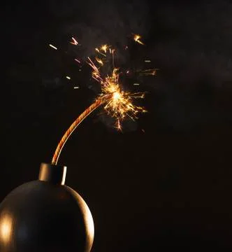 Old-fashioned explosive device ready to go off Stock Photos