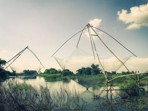 Old-fashioned fish trap. Stock Photos