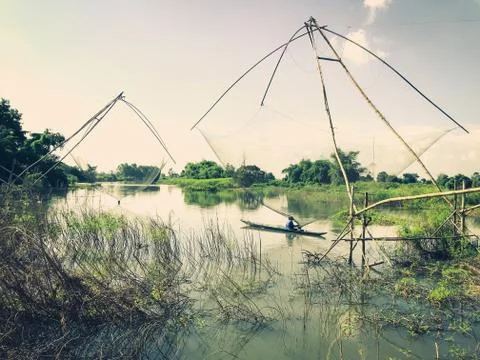 Old-fashioned fish trap. Stock Photos