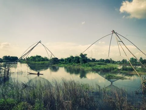 Old-fashioned fish trap. Stock Photos