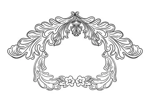 Old fashioned hand drawn isolated ornament floral frame vector Stock Illustration