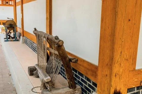 Old fashioned hand loom Stock Photos
