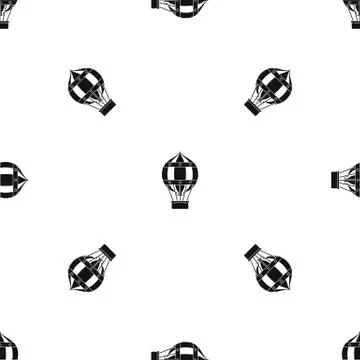 Old fashioned helium balloon pattern seamless black Stock Illustration
