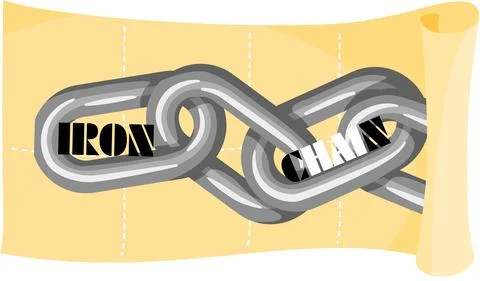 Old fashioned iron chain concept illustration for freedom or imprisonment, ban Stock Illustration