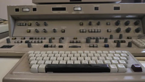 Old Fashioned Keyboard With Retro Control Panel On Background Stock Footage 157993402