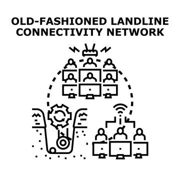 Old fashioned landline connectivity network concept Stock-Illustration