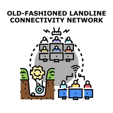 Old fashioned landline connectivity network concept Stock Illustration