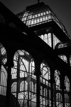 Old-fashioned, large building with multiple glass windows Fotos de archivo