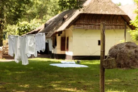 Old fashioned laundry. Bokrijk, Belgium Stock Photos