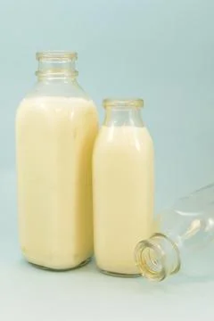 Old Fashioned Mailk Bottles Stock Photos