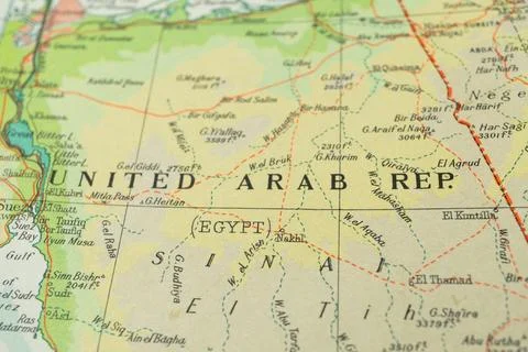 An old-fashioned map focused on the Arabian Peninsula, primarily showing Sa.. Stock Photos