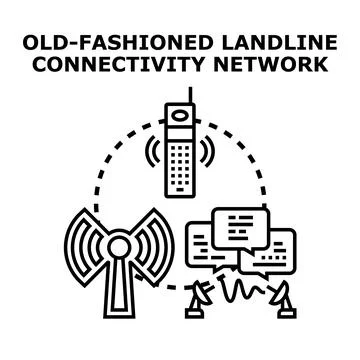 Old fashioned mobile communication network technology connecting devices Stock Illustration
