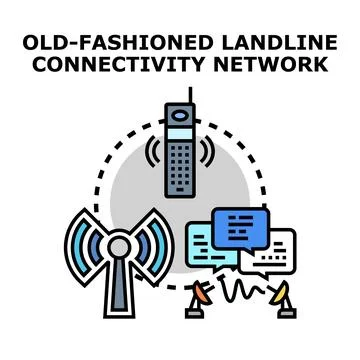 Old fashioned mobile communication network technology connecting devices Stock Illustration