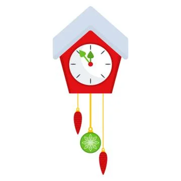 Old Fashioned Pendulum Clock. Flat cartoon illustration Stock Illustration