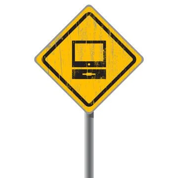 Old-fashioned personal computer on shabby street sign. Old-fashioned perso... Stock Photos