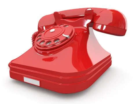 Old-fashioned phone on white isolated background. 3d Ilustración de archivo