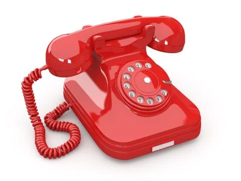 Old-fashioned phone on white isolated background. 3d Stockillustratie