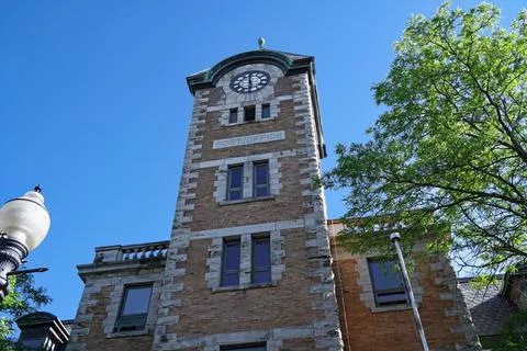 Old fashioned post office building with clocktower Stock Photos