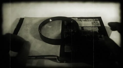 Old Fashioned Postage Stamps Full HD Stock Footage 1100985