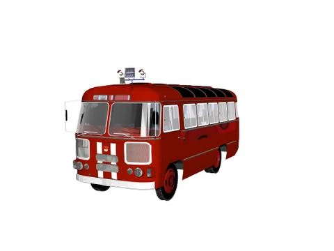 Old-fashioned red fire engine car Stock Illustration