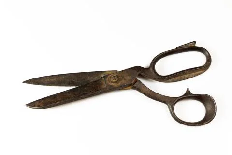 Old-fashioned rusty scissors Stock Photos