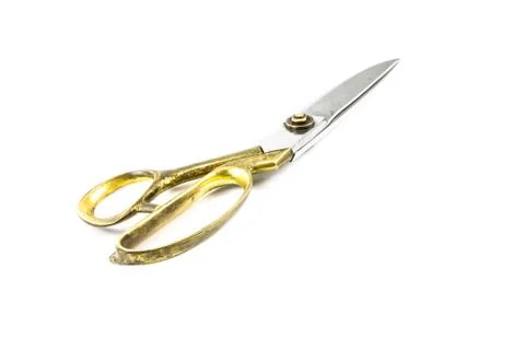 Old fashioned scissors isolated on white Stock Photos