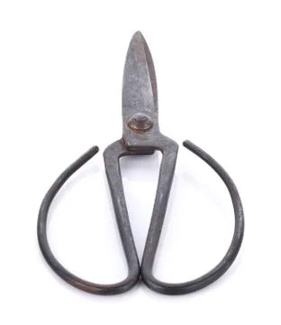 Old fashioned scissors on white background Stock Photos