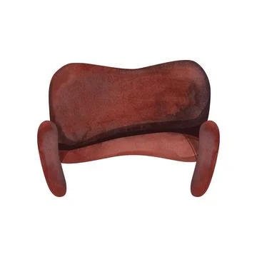 Old fashioned shabby brown sofa. Cushioned furniture. Blank for interior design Stock Illustration