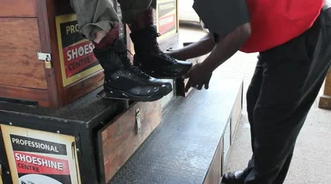 Old Fashioned Shoe Shine (HD) Stock Footage