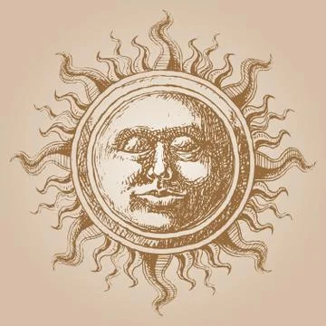 Old-fashioned sun decoration 库存插图