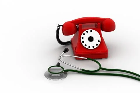 Old fashioned telephone with stethoscope Stock Illustration