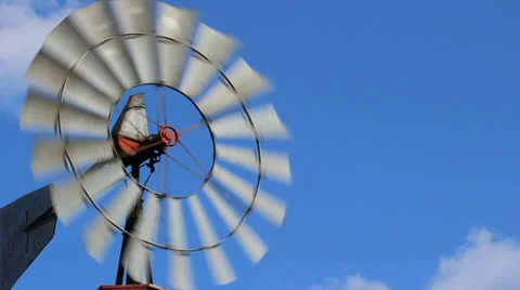 Old-fashioned Texas Windmill Stock Footage 23045958